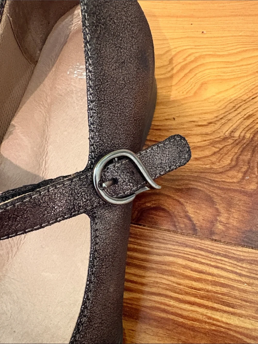 Dansko Metallic Brown Mary Jane Flats with Velcro Buckle Strap